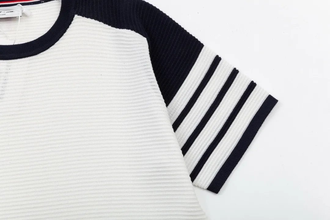 Thom Browne ➡️ POLO ， Retro Same Style Versatile : White Size：M-2XL